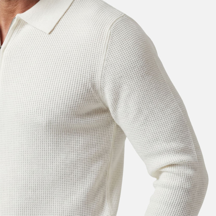 Men's Quarter-Zip Waffle Knit Slim-Fit Sweater