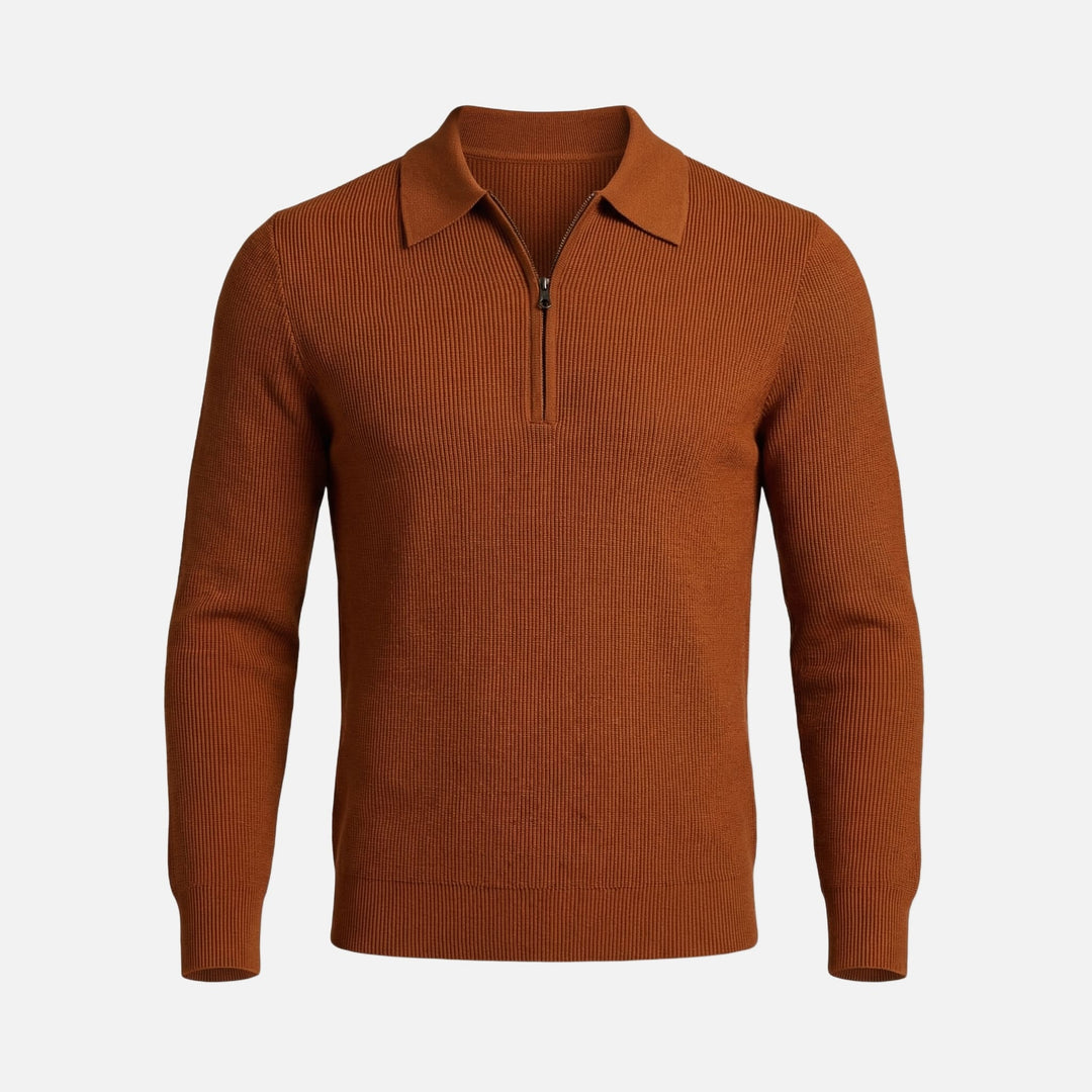Men's Quarter-Zip Waffle Knit Slim-Fit Sweater