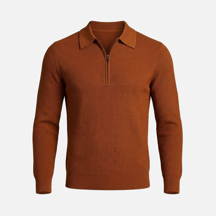 Men's Quarter-Zip Waffle Knit Slim-Fit Sweater