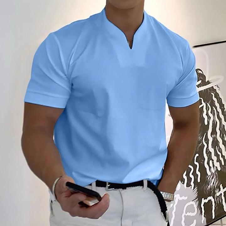 Men's Regular Fit V-Neck Knit T-Shirt - Everyday Casual
