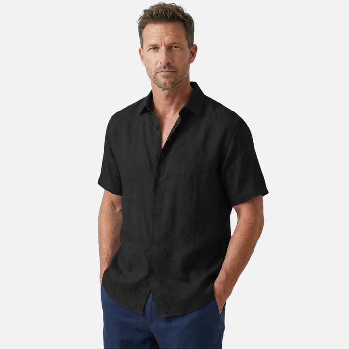 Men's Relaxed Fit Breathable Summer Linen Button-Up Shirt