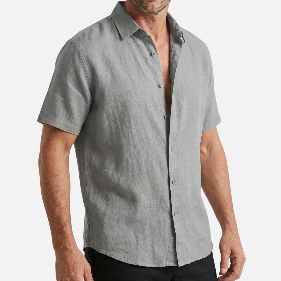 Men's Relaxed Fit Breathable Summer Linen Button-Up Shirt