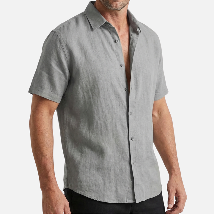 Men's Relaxed Fit Breathable Summer Linen Button-Up Shirt