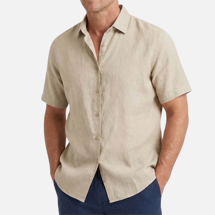 Men's Relaxed Fit Breathable Summer Linen Button-Up Shirt
