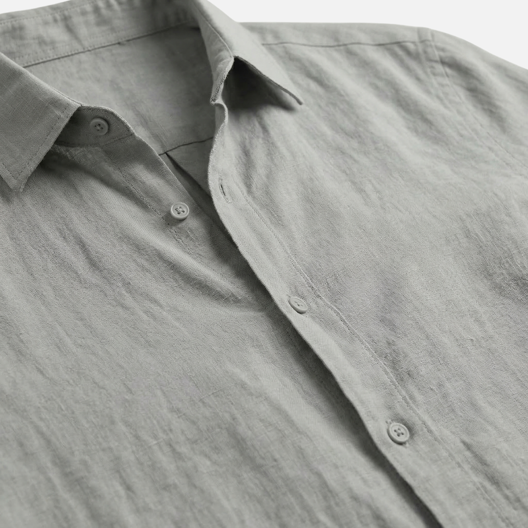 Men's Relaxed Fit Breathable Summer Linen Button-Up Shirt