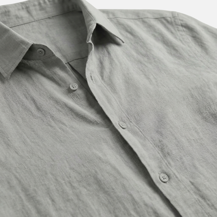 Men's Relaxed Fit Breathable Summer Linen Button-Up Shirt