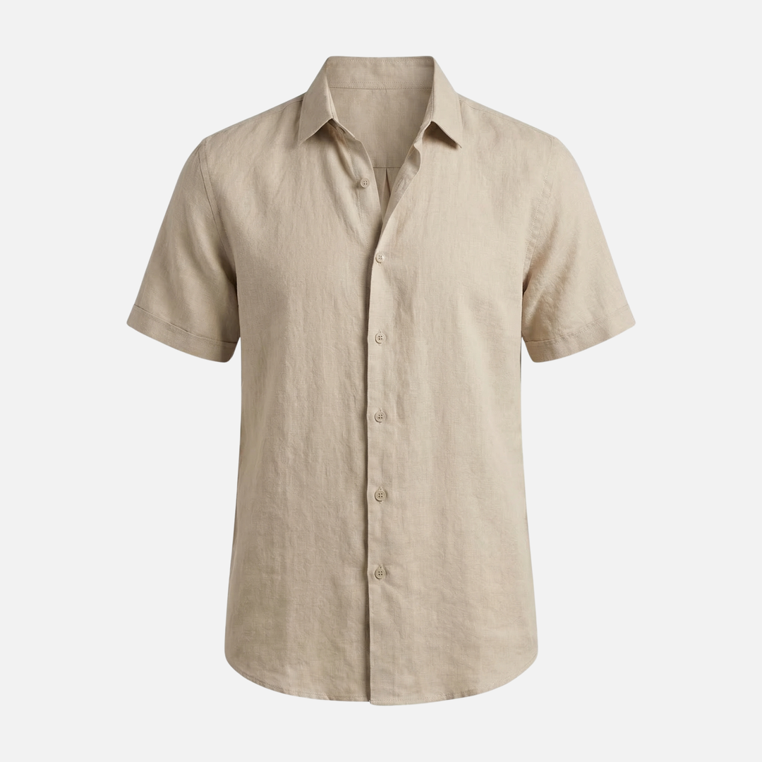 Men's Relaxed Fit Breathable Summer Linen Button-Up Shirt