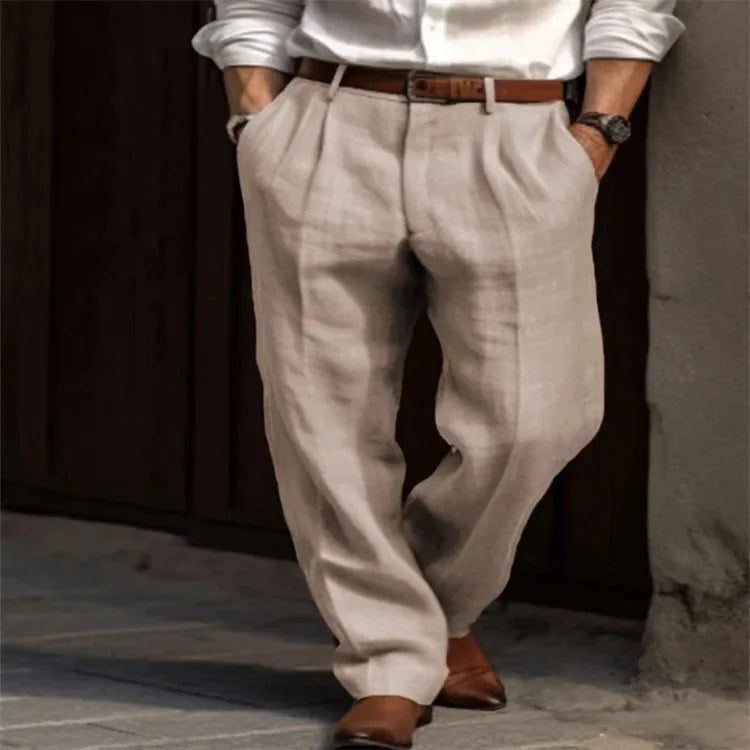 Men's Relaxed Fit Linen Pants - Casual Summer