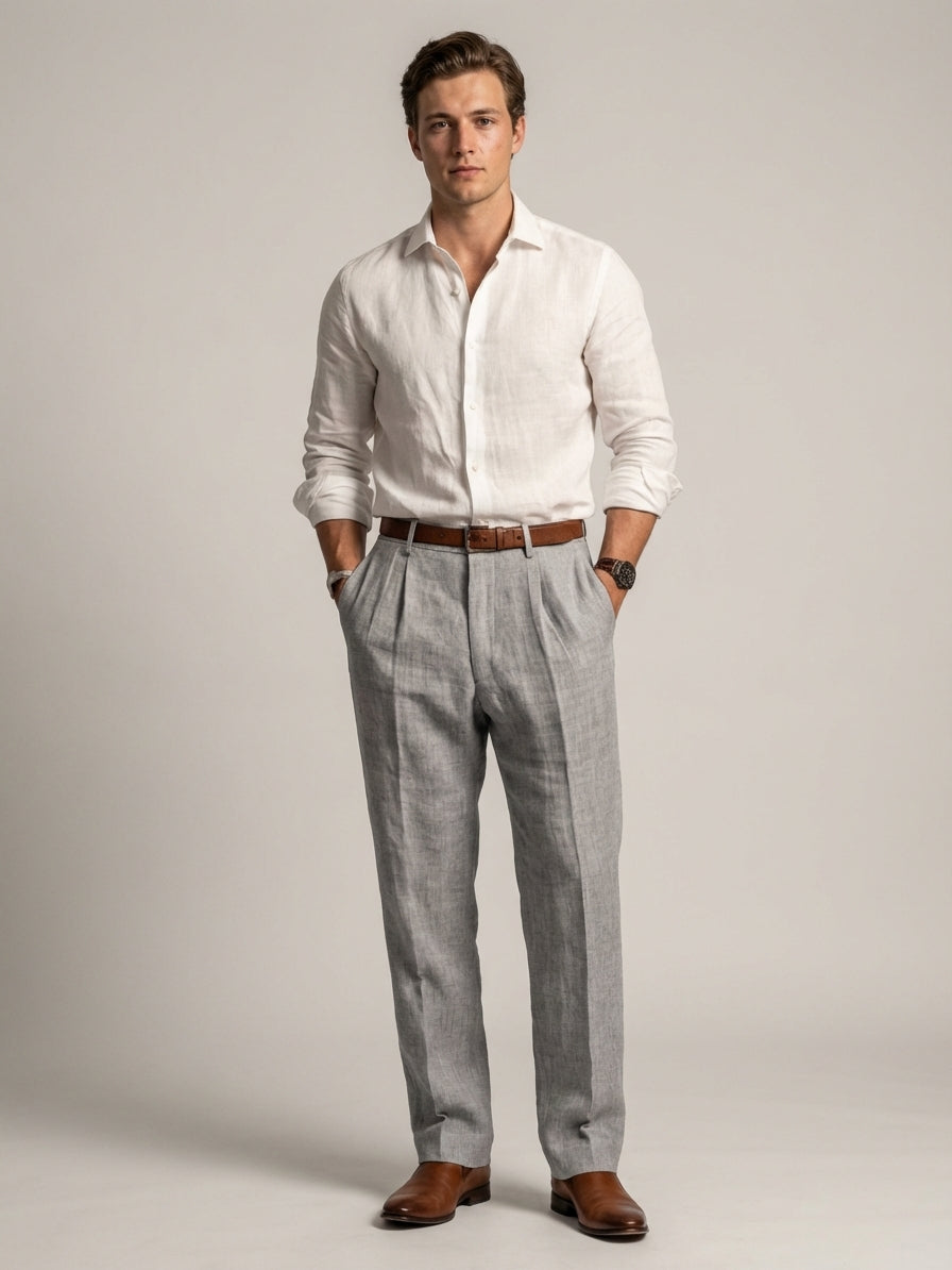 Men's Relaxed Fit Linen Trousers