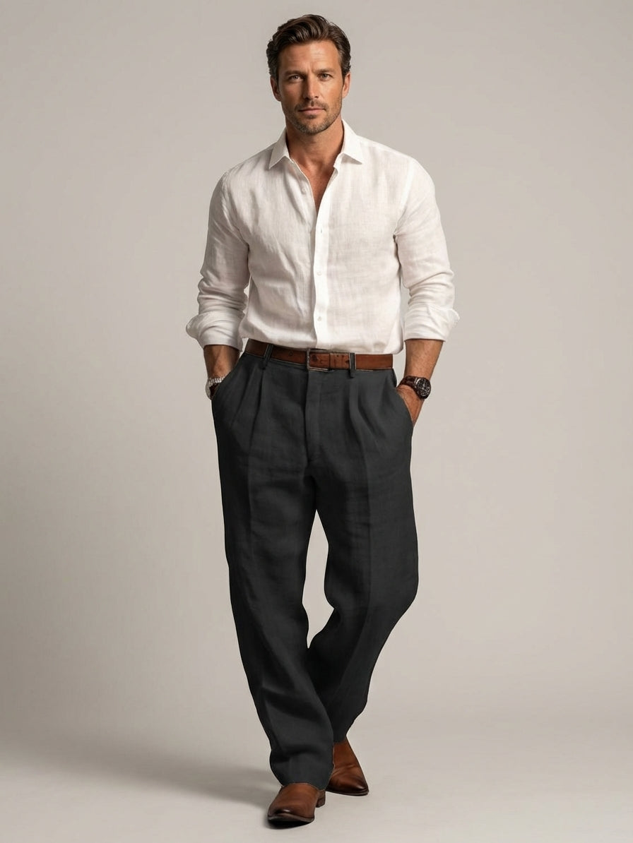 Men's Relaxed Fit Linen Trousers