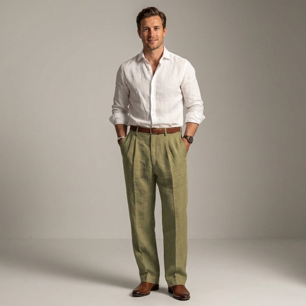 Men's Relaxed Fit Linen Trousers