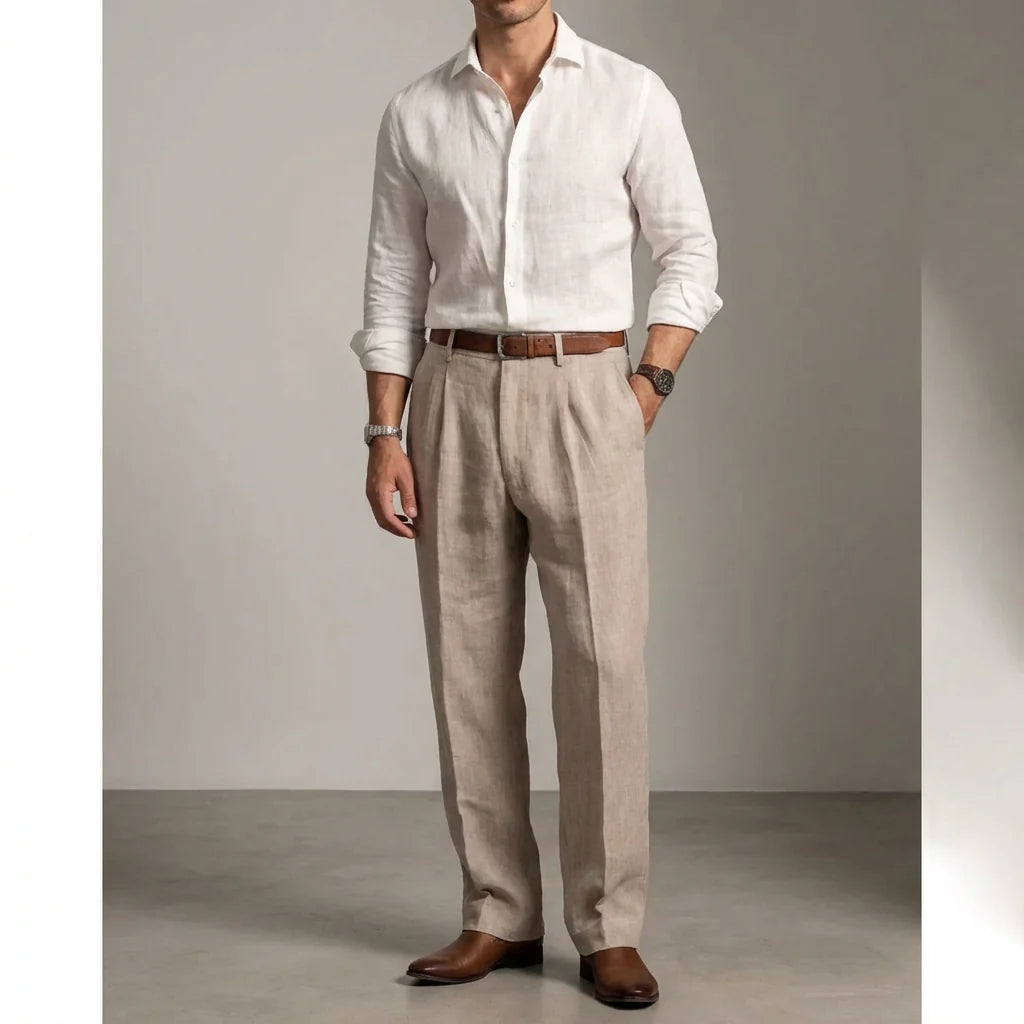 Men's Relaxed Fit Linen Trousers