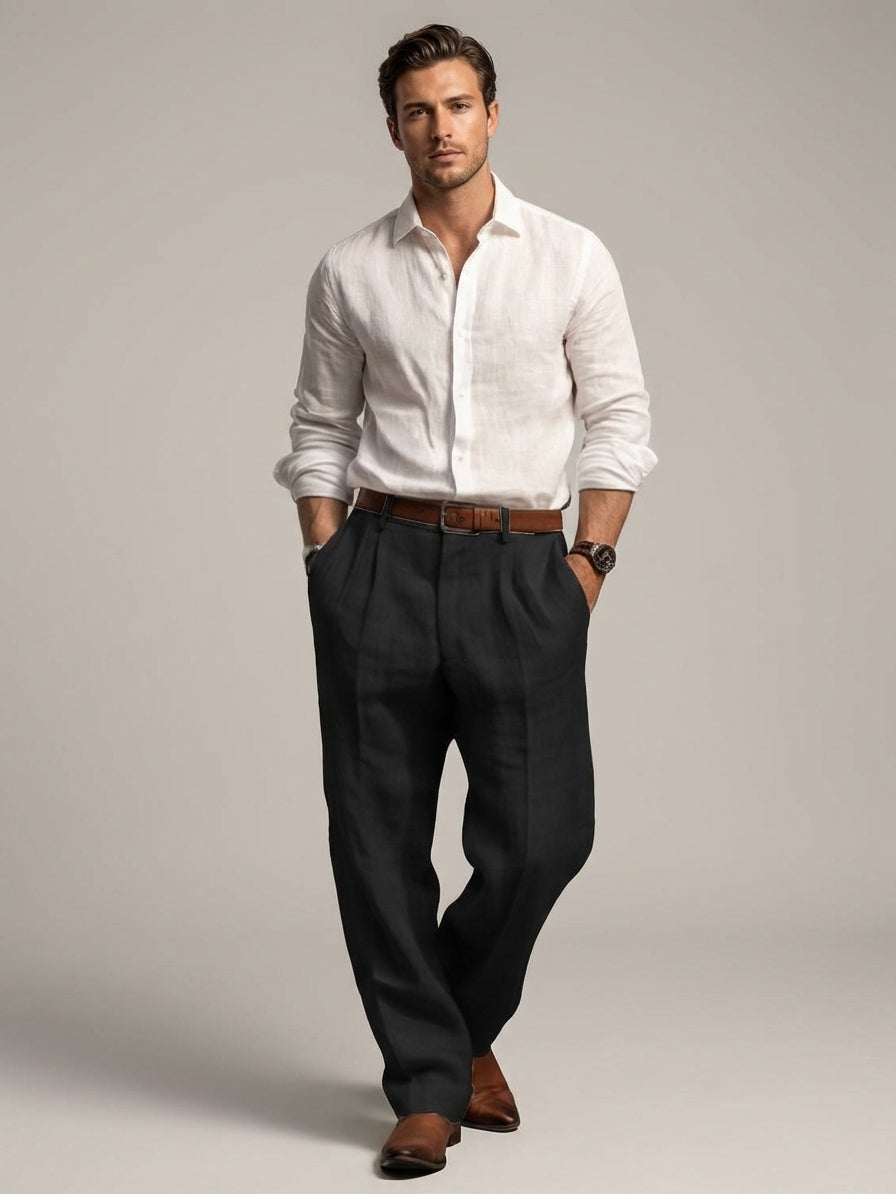 Men's Relaxed Fit Linen Trousers