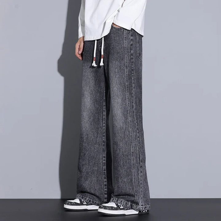 Men's Relaxed Fit Wide-Leg Denim Jeans - Casual Wear