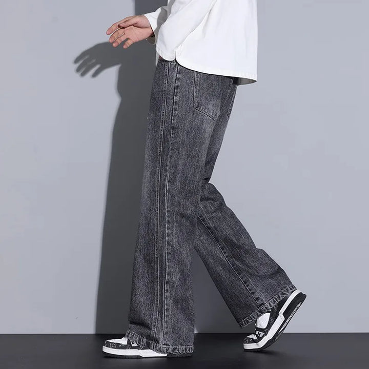 Men's Relaxed Fit Wide-Leg Denim Jeans - Casual Wear