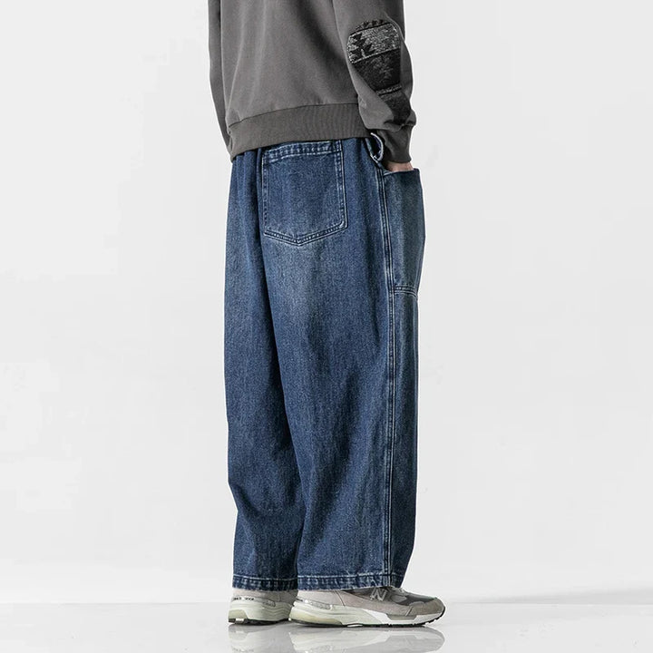 Men's Relaxed Fit Wide-Leg Denim Pants - Casual Everyday Wear