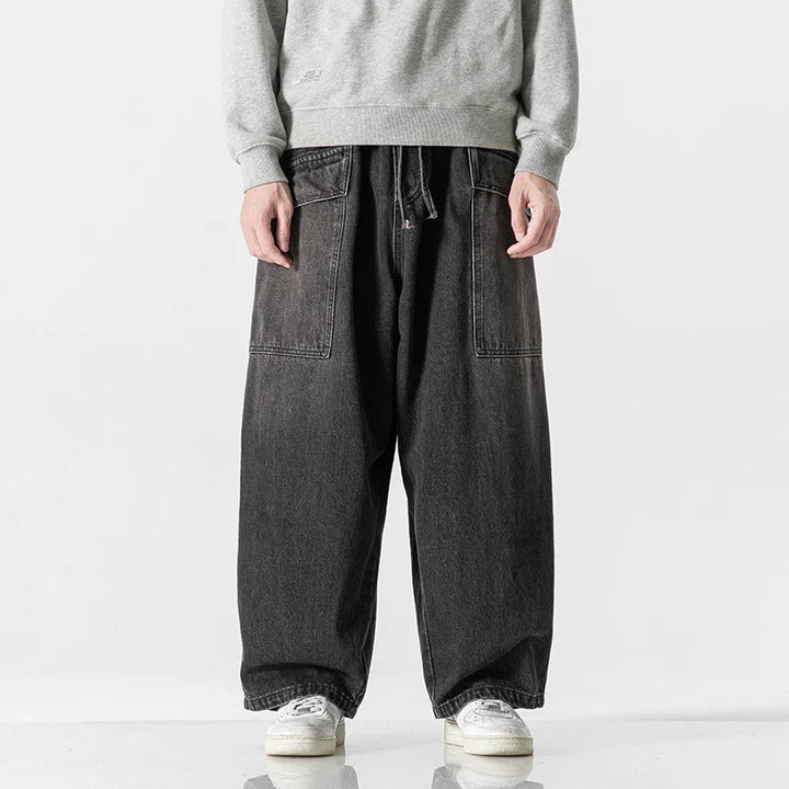 Men's Relaxed Fit Wide-Leg Denim Pants - Casual Everyday Wear
