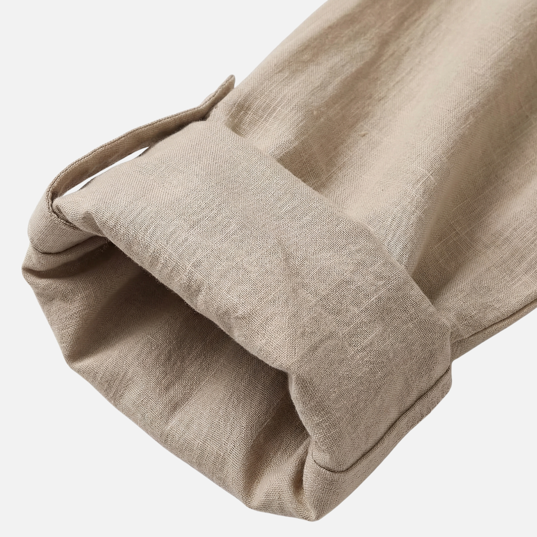 Men's Rolled Cuff Linen Henley Shirt