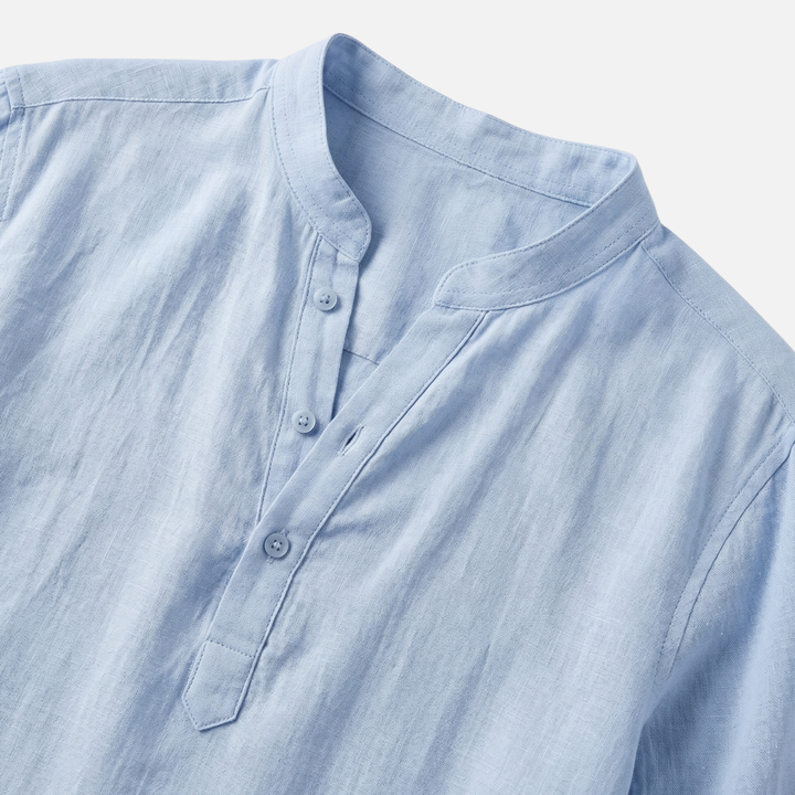 Men's Rolled Cuff Linen Henley Shirt