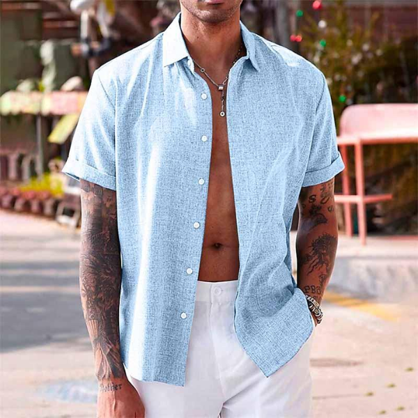 Men's Short Sleeve Relaxed Fit Shirt - Casual Summer