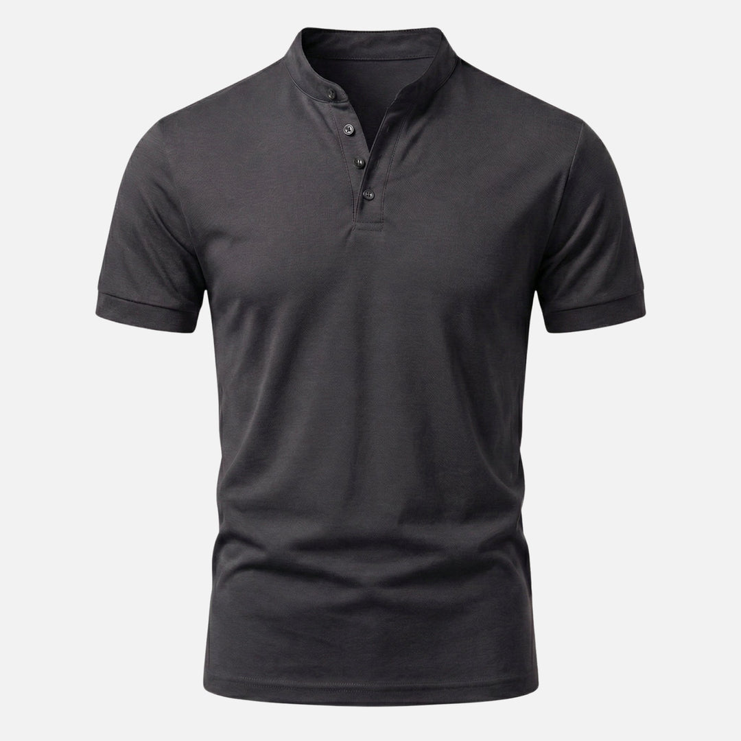 Men's Slim Fit Band Collar Jersey Shirt