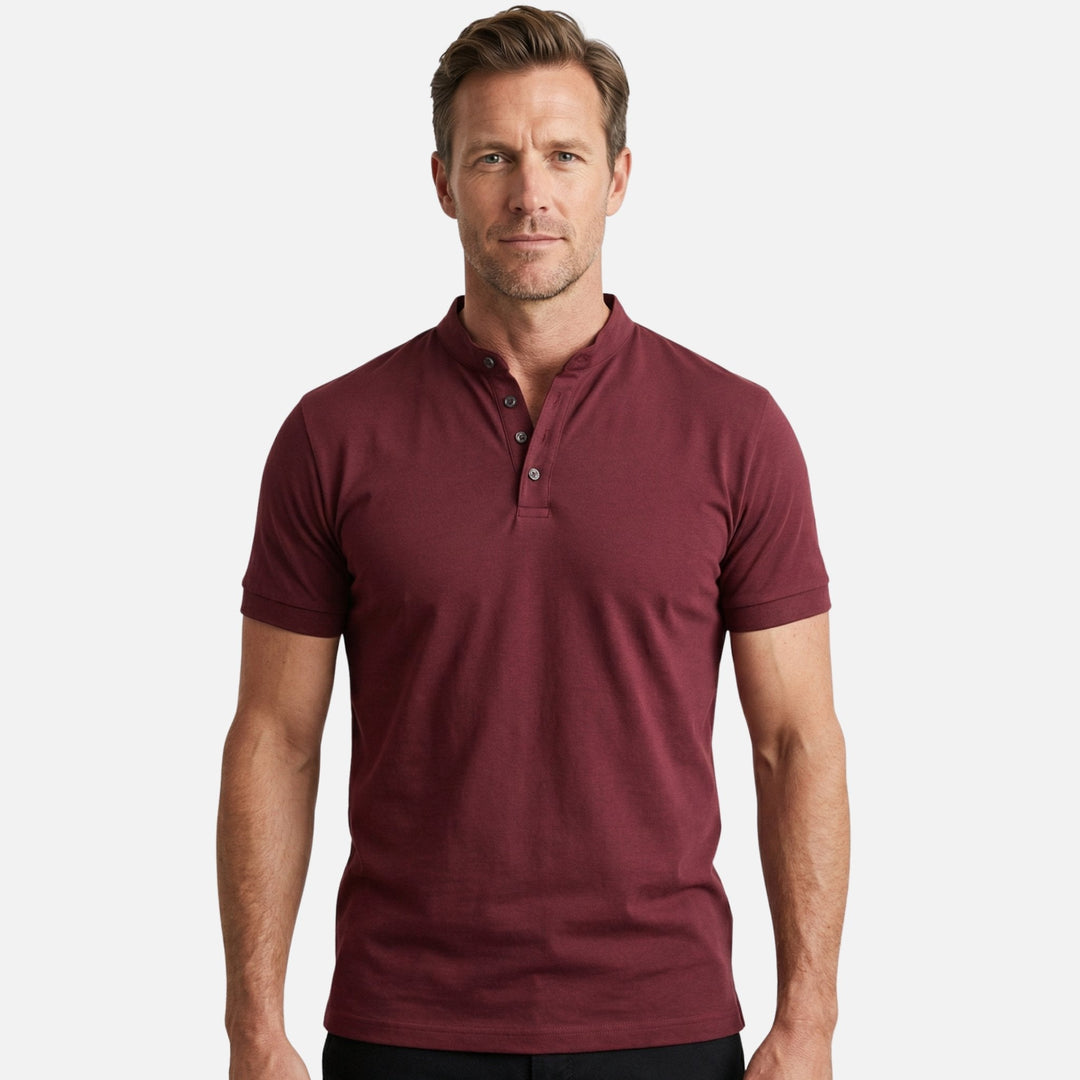 Men's Slim Fit Band Collar Jersey Shirt