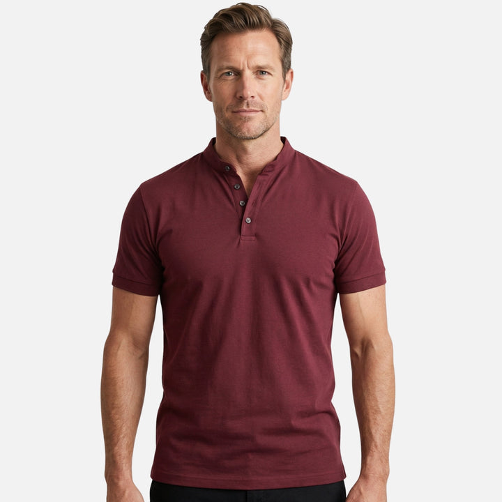 Men's Slim Fit Band Collar Jersey Shirt