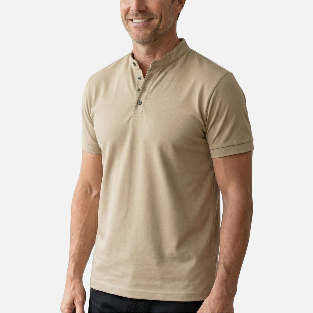 Men's Slim Fit Band Collar Jersey Shirt