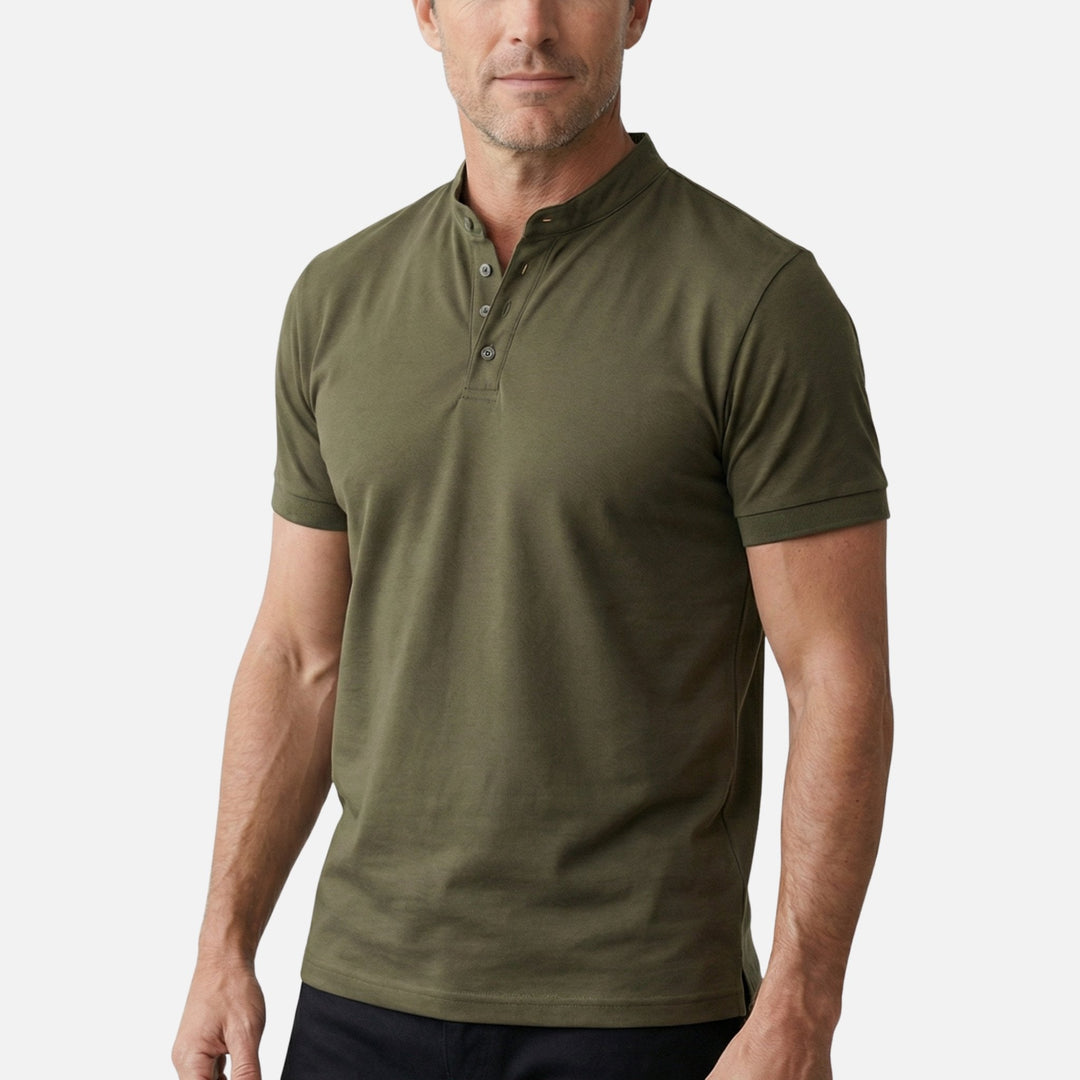 Men's Slim Fit Band Collar Jersey Shirt