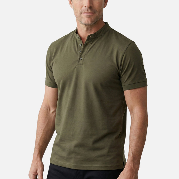 Men's Slim Fit Band Collar Jersey Shirt