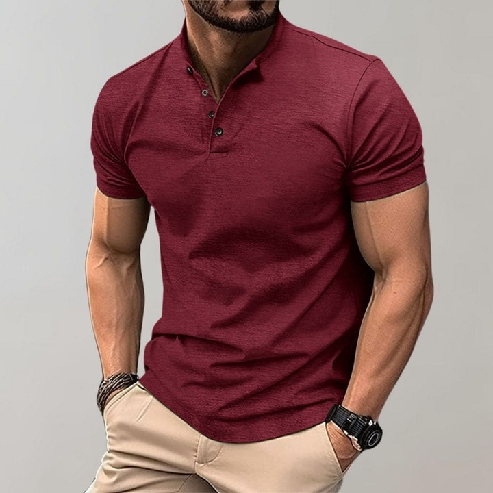 Men's Slim Fit Band Collar Jersey Shirt