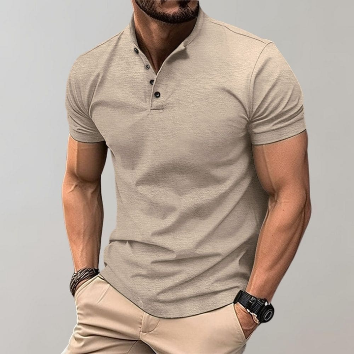 Men's Slim Fit Band Collar Jersey Shirt