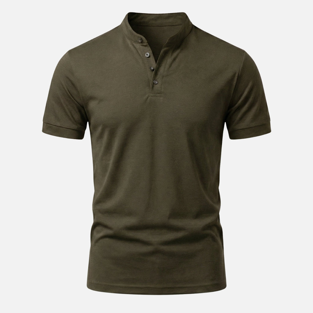 Men's Slim Fit Band Collar Jersey Shirt