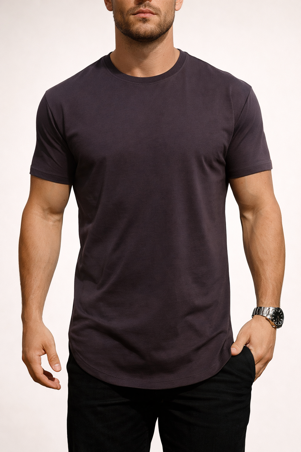 Men's Slim Fit Cotton Crew Neck T-Shirt - Casual Wear