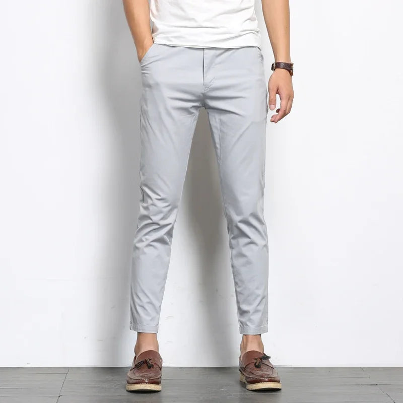 Men's Slim Fit Cotton Trousers - Business Casual