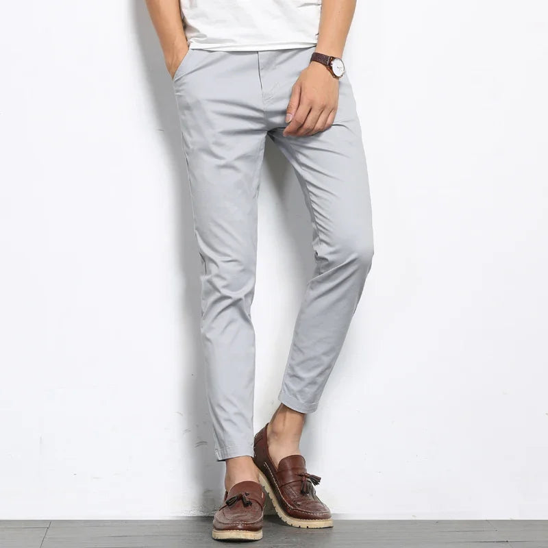 Men's Slim Fit Cotton Trousers - Business Casual