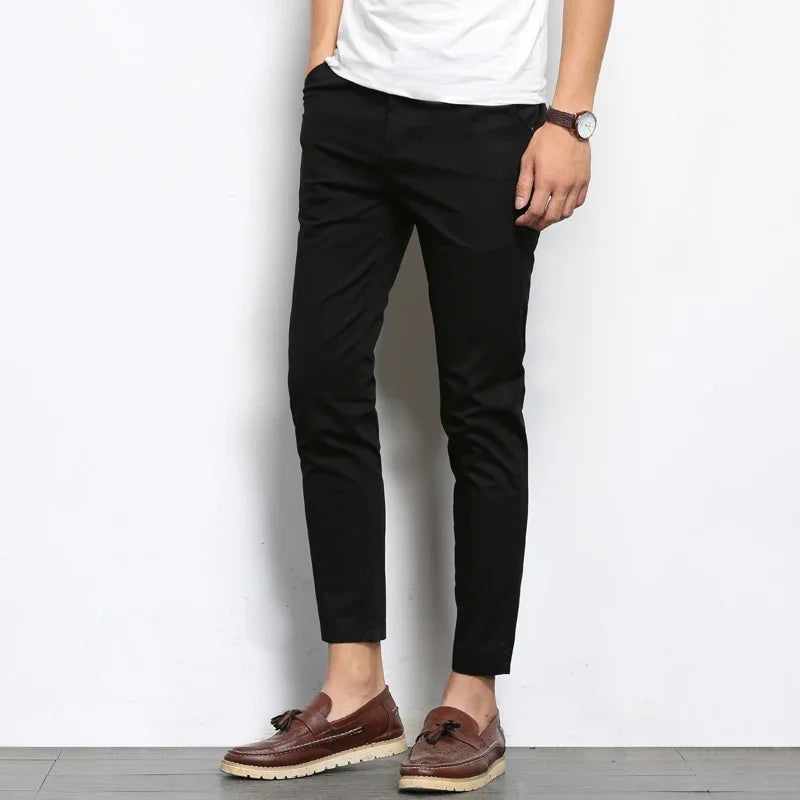 Men's Slim Fit Cotton Trousers - Business Casual