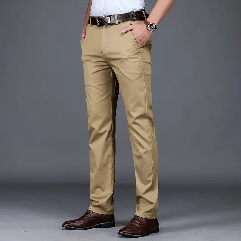 Men's Slim Fit Dress Pants - Straight Leg Trousers Business Casual