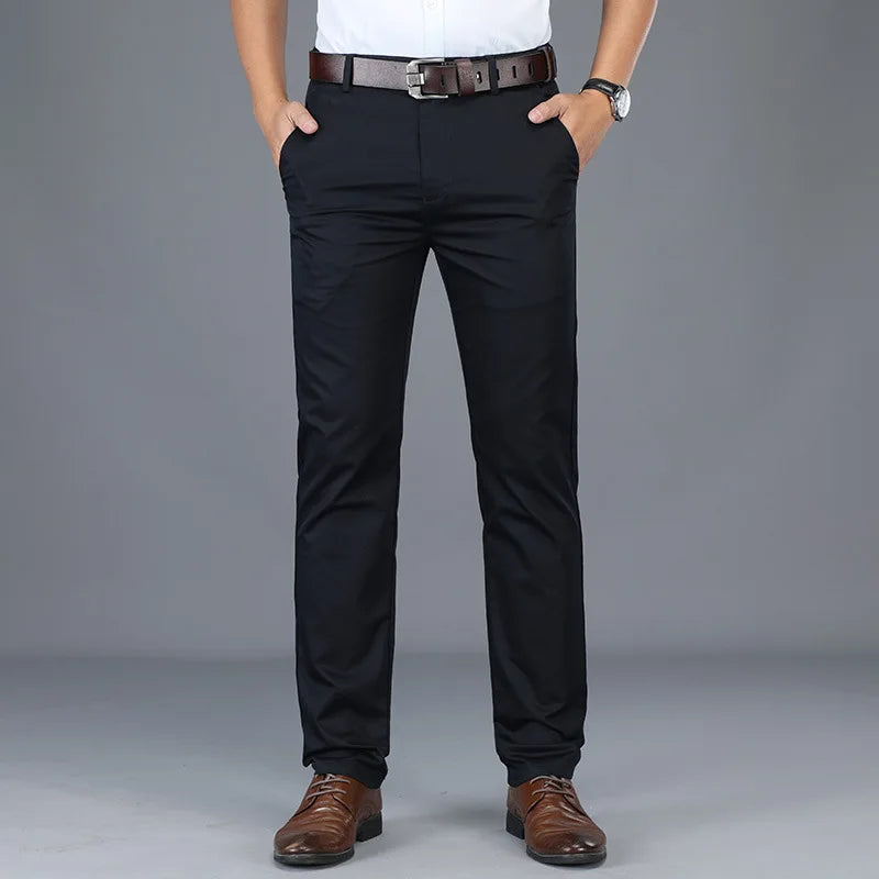 Men's Slim Fit Dress Pants - Straight Leg Trousers Business Casual