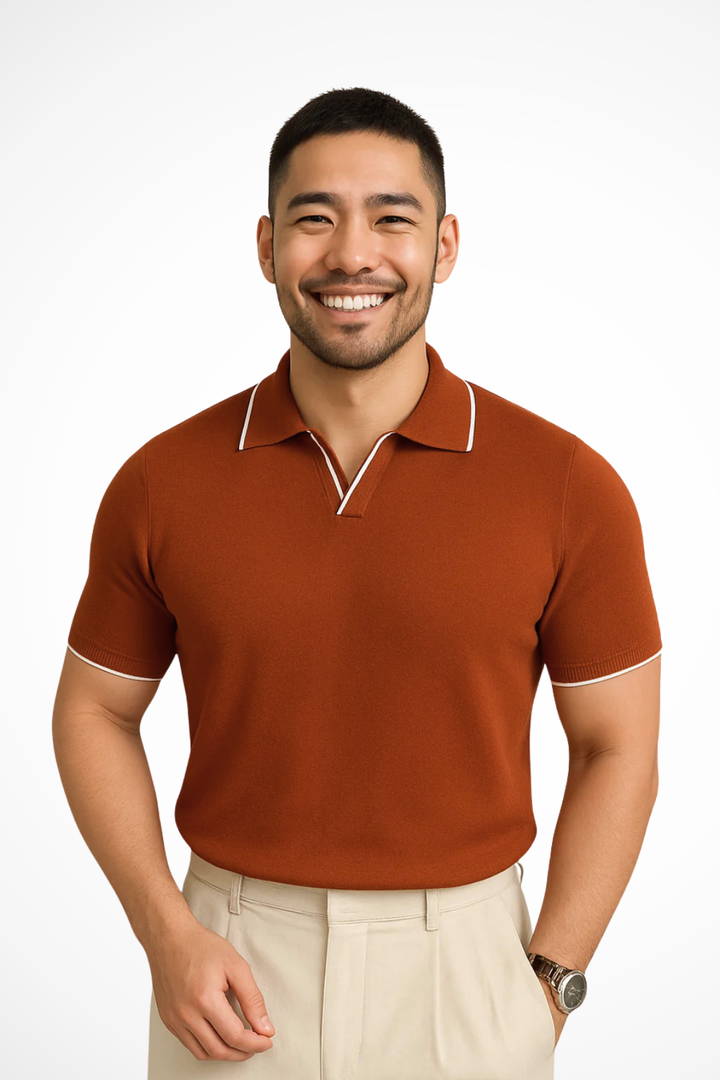 Men's Slim Fit Knit Polo Shirt - Casual Wear