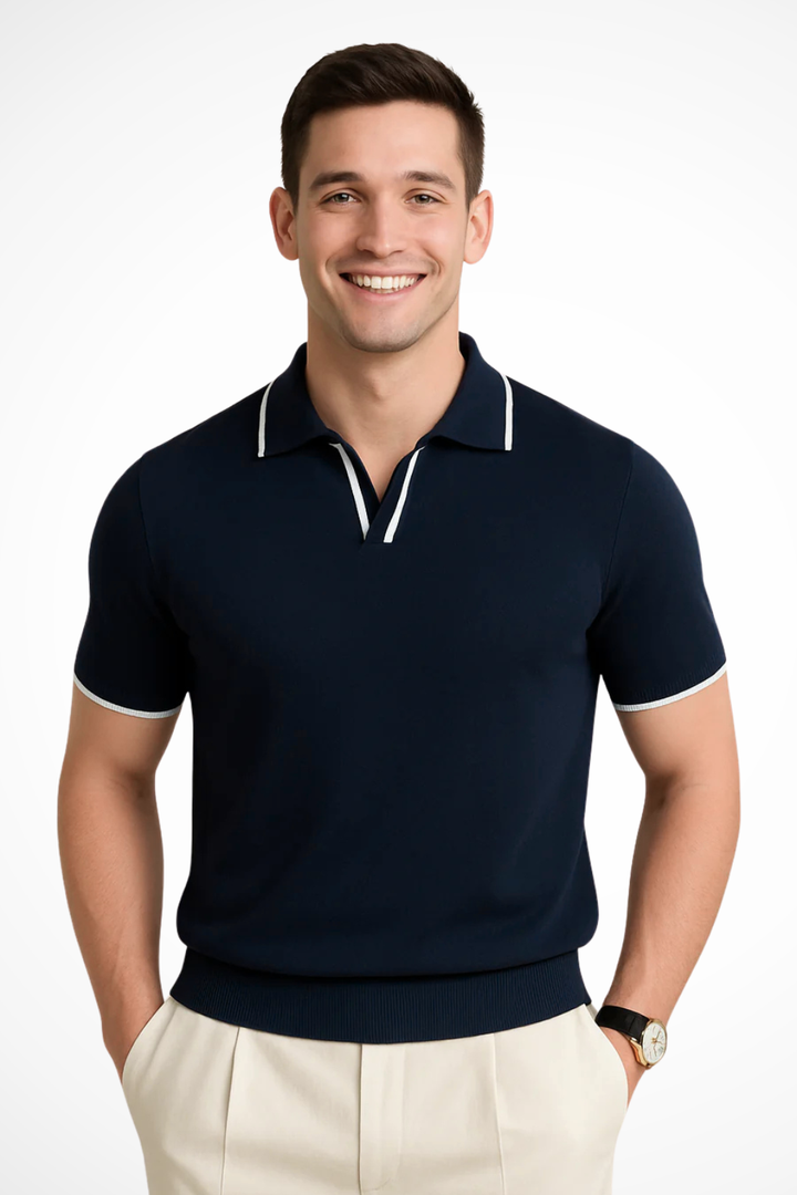 Men's Slim Fit Knit Polo Shirt - Casual Wear