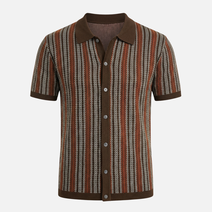 Men's Slim-Fit Summer Shirt with Ribbed Collar and Cuffs