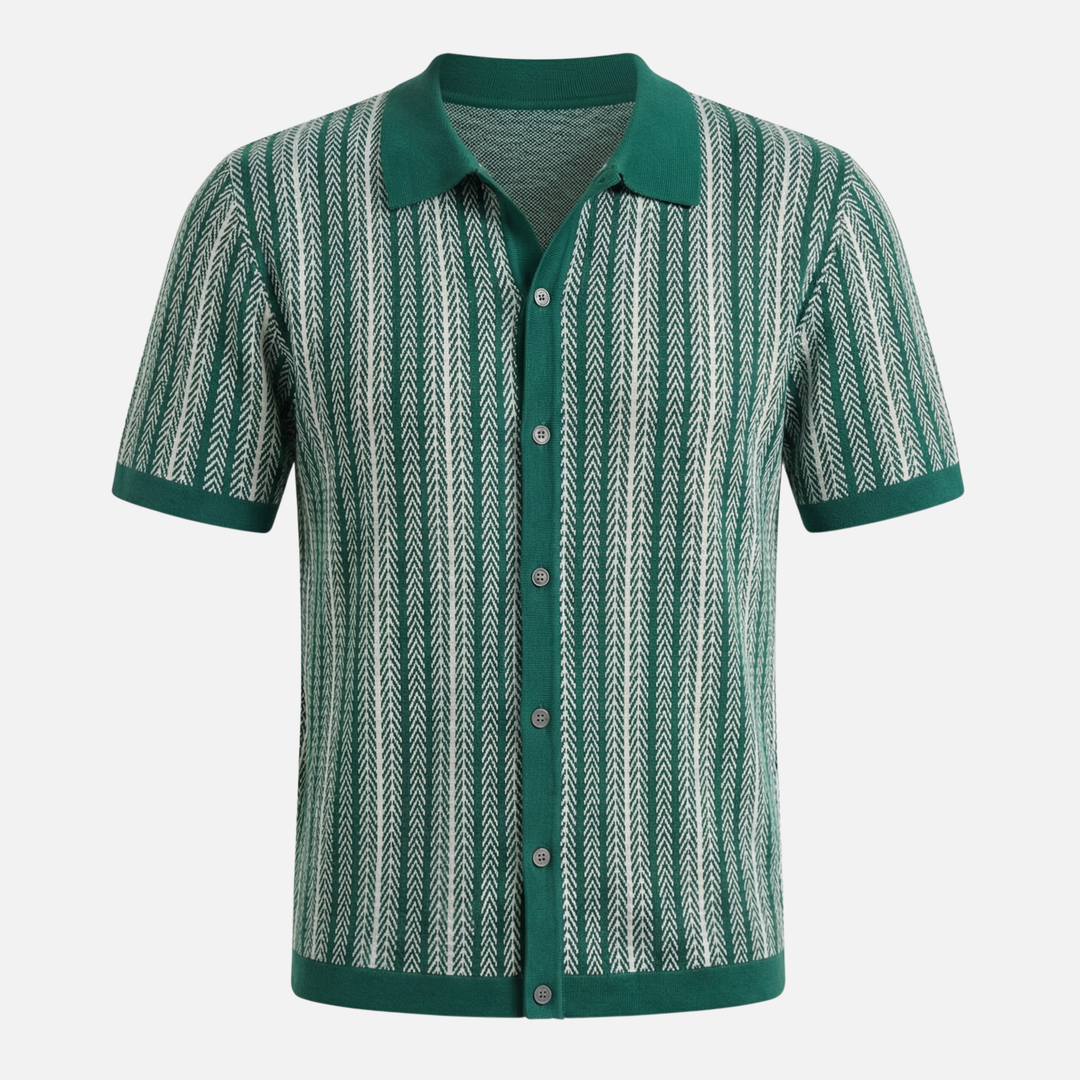 Men's Slim-Fit Summer Shirt with Ribbed Collar and Cuffs