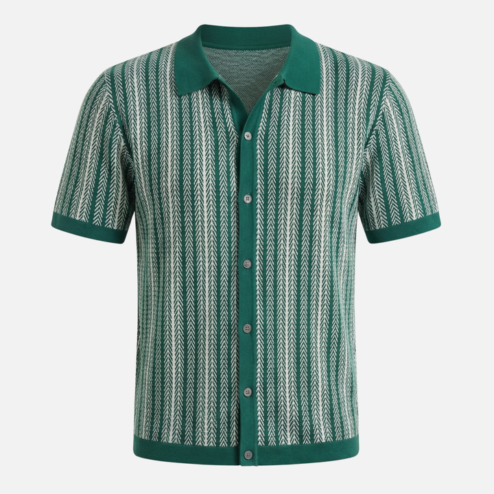 Men's Slim-Fit Summer Shirt with Ribbed Collar and Cuffs