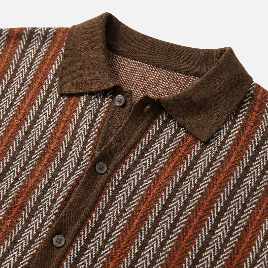 Men's Slim-Fit Summer Shirt with Ribbed Collar and Cuffs