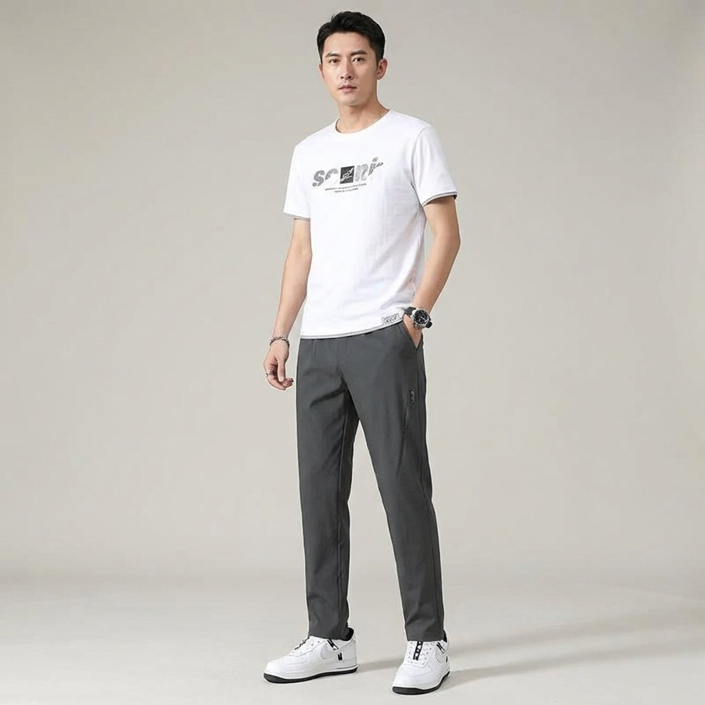 Men's Sporty Jogging Pants with Drawstring