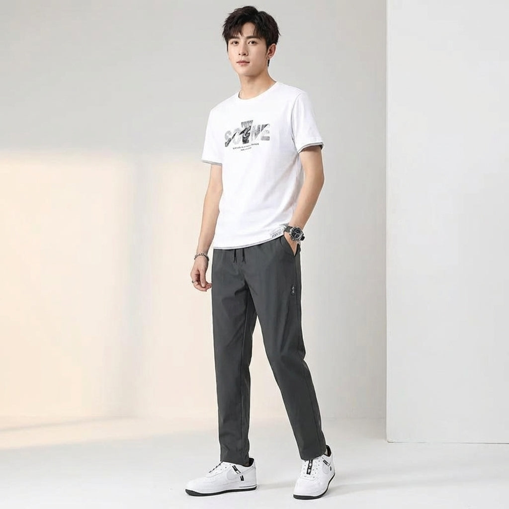 Men's Sporty Jogging Pants with Drawstring