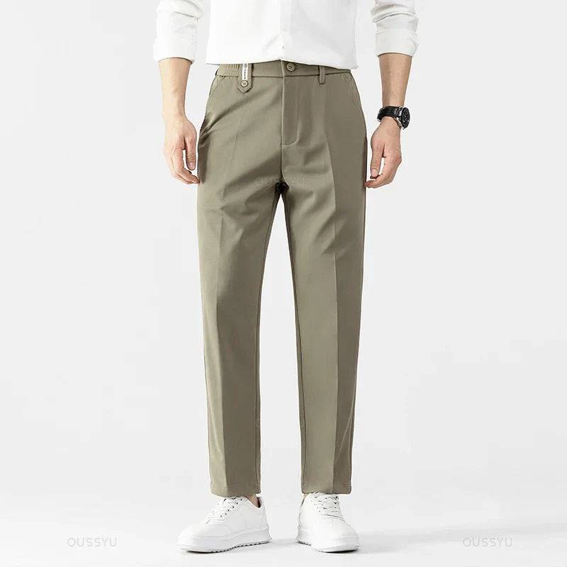 Men's Straight-Leg Cotton Pants - Business Casual