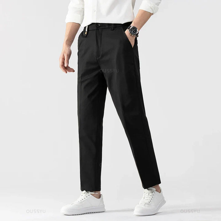 Men's Straight-Leg Cotton Pants - Business Casual
