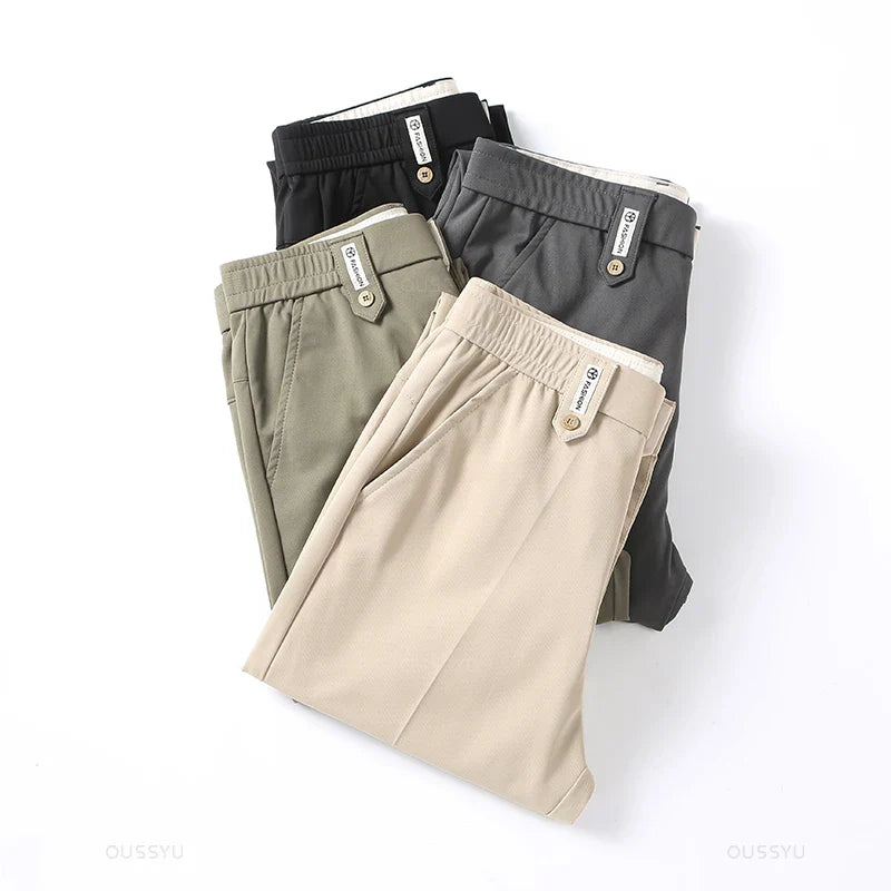 Men's Straight-Leg Cotton Pants - Business Casual